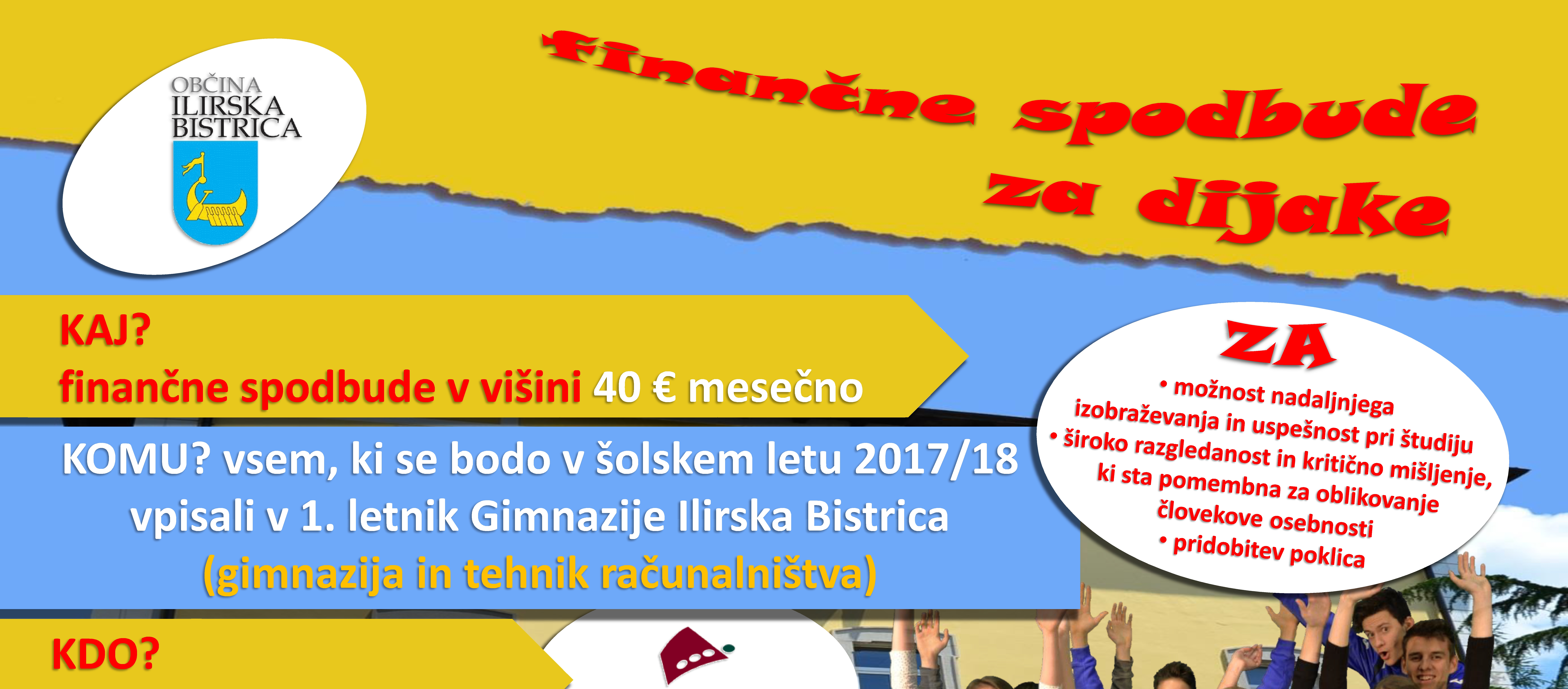 Finančne spodbude Občine Ilirska Bistrica vpisanim v 1. letnik Gimnazije Ilirska Bistrica