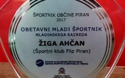 Žiga Ahčan v Piranu prejel nagrado za “Najbolj obetavnega športnika v letu 2017”