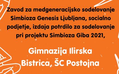 Gimnazija Ilirska Bistrica četrto leto zapored sodelovala pri izvedbi akcije Simbioza Giba